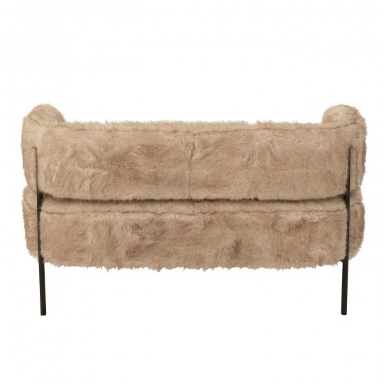 Jline 2 Zits Bank Fur With Metal Legs Hout Taupe.
