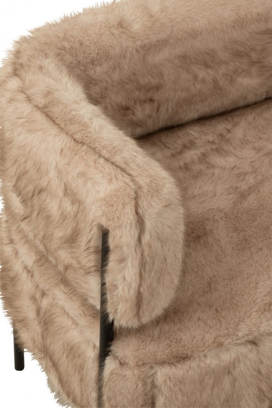 Jline 2 Sitzer Sofa Fur With Metal Legs Holz Taupe Sessel.