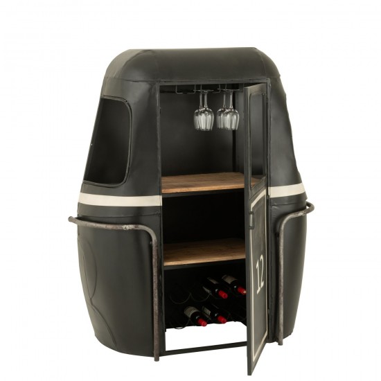 J Line Barkast Kabelwagen Ijzer Mangohout Zwart Wit.