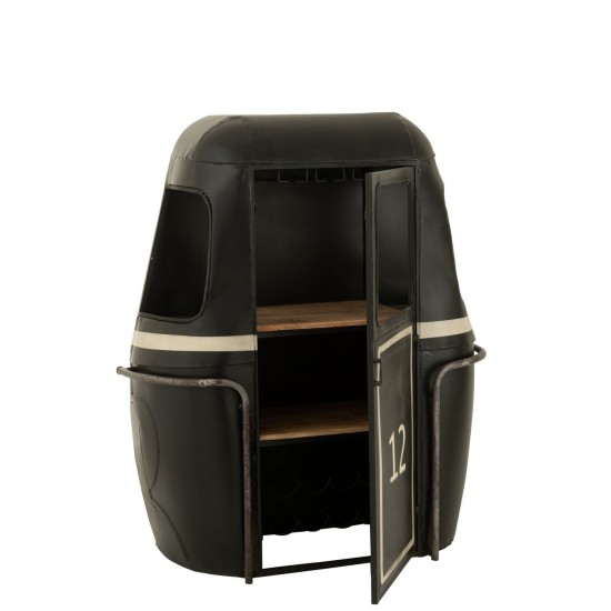 Jolipa Jline Meuble Bar Téléphérique Fer Bois De Manguier Noir Blanc.