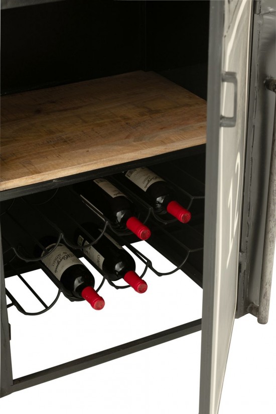 Jline Mueble Bar Teleférico Plancha Madera De Mango Negro Blanco.