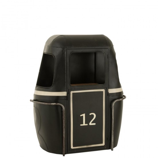 J Line Barkast Kabelwagen Ijzer Mangohout Zwart Wit L135xB47xH154 cm barkasten drankkasten JO55965.