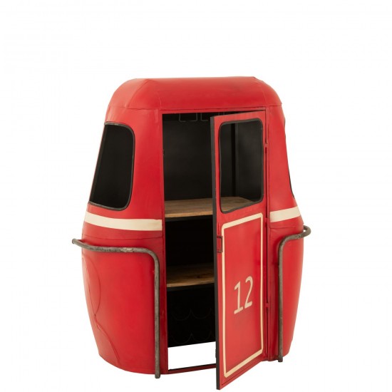 J Line Barkast Kabelwagen Ijzer Mangohout Rood Wit.