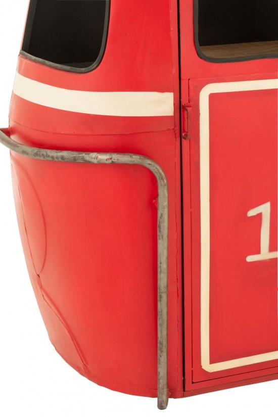 J Line Bar Cabinet Cable Car Iron Mango Wood Red White bar cabinets.