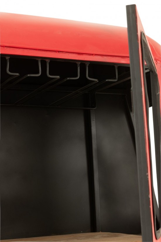 J Line Mobile Bar Cabinovia Ferro Legno Di Mango Rosso Bianco Mueble Bar Teleférico Plancha Madera De Mango Rojo Blanco.