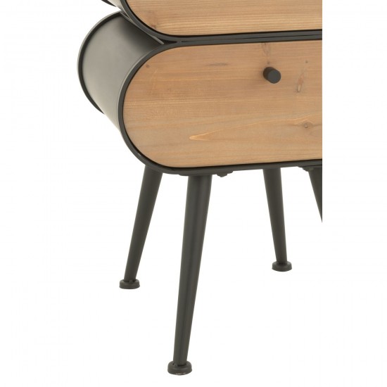 J Line Cabinet Wood And Metal Cabinet Fir Wood Black Light Beige bedside night tables stands.