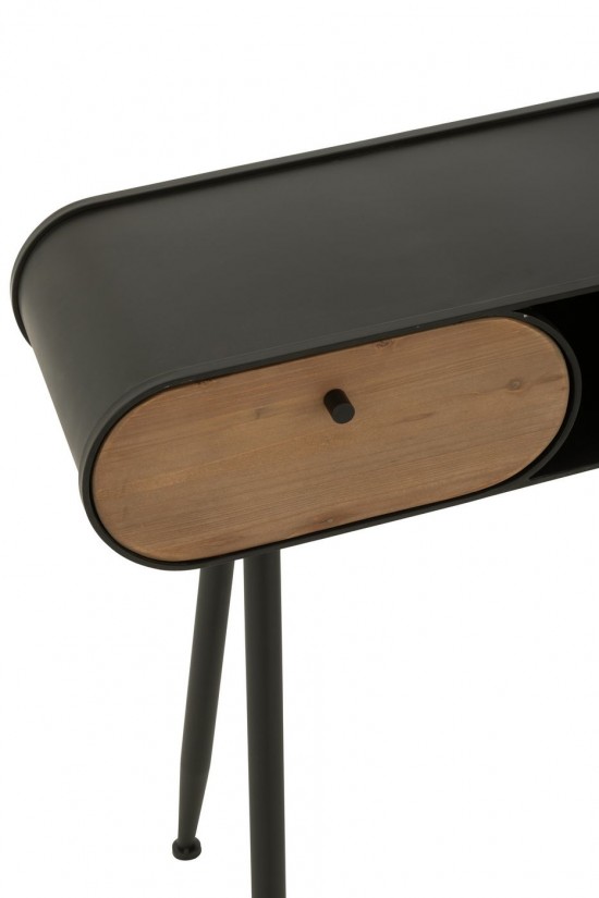 Jline Konsole Wood And Metal Table Console Tannenholz Schwarz Hellbeige konsolen endtische.