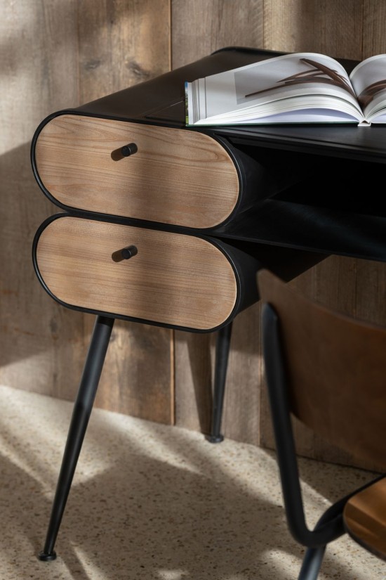 Jolipa Jline Bureau Bois De Sapin Noir Beige Clair.