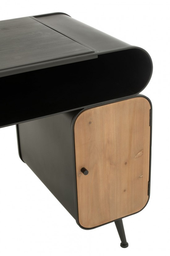 J Line Scrivania Legno Di Abete Nero Beige Chiaro Escritorio Madera De Abeto Negro Beige Claro.