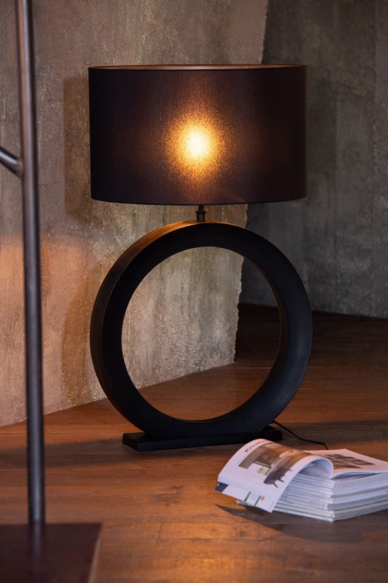 J Line Lampada Da Tavolo Rotondo Alluminio Nero Lámpara Redondo Aluminio Negro.