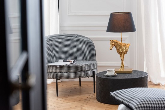 J Line Poltrona Pied De Poule Ferro Nero Bianco Sillón Pied De Poule Plancha Negro Blanco.