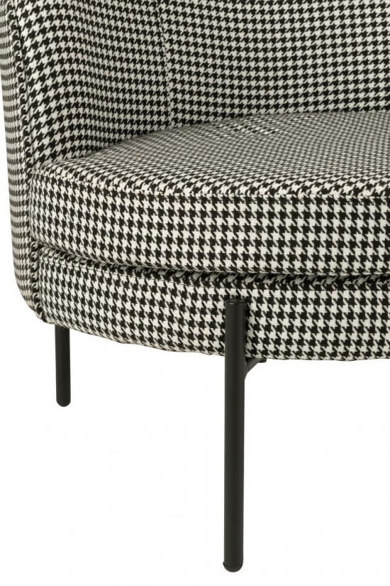 J Line Armchair Pied De Poule Iron Black White armchairs.