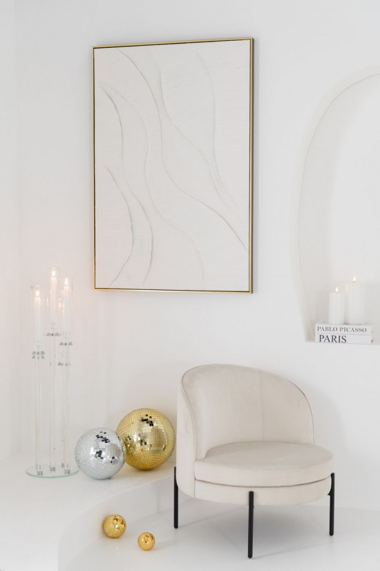 JLine J Line Zetel Ijzer Gebroken Wit Zwart L70xB72xH70 cm zetels.