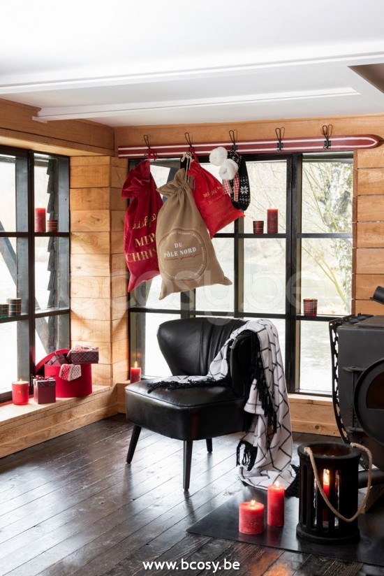 Jline Perchero Esqui 5 Ganchos Madera Rojo Blanco