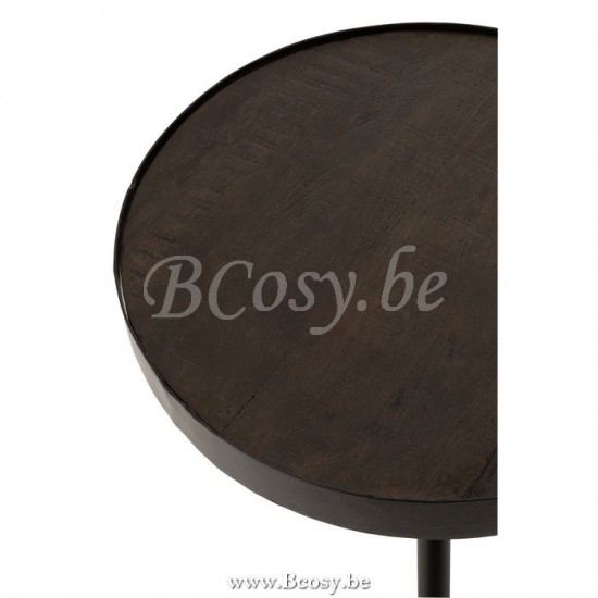 tables d appoint bouts de canapé Jolipa Jline Table Gigogne Fien Bois De Manguier Fer Brun Fonce Noir