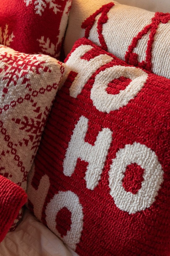 J Line Cuscino Hohoho Poliestere Rosso Natale Bianco Assortimento Di 2 Cojín Hohoho Poliéster Rojo Navidad Blanco Surtido De 2.