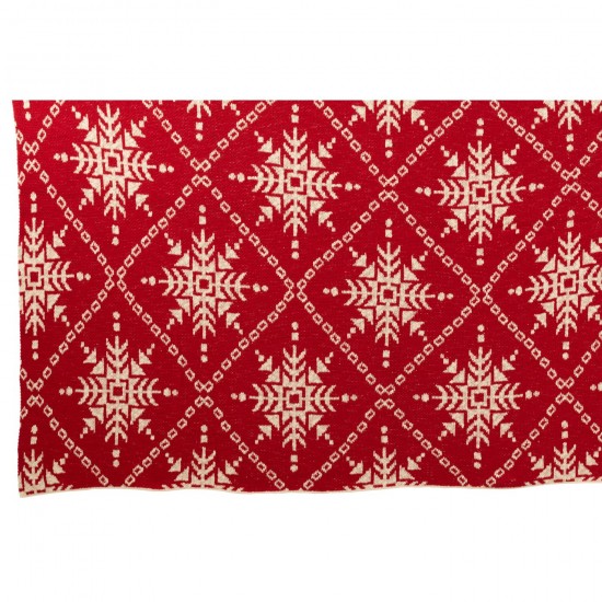J Line Jolipa Couverture Flocons De Neige Coton Rouge Noël Blanc.
