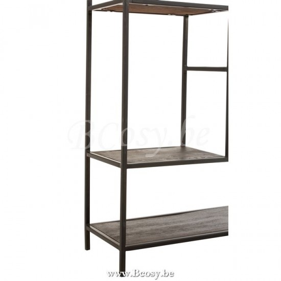 J Line Jline Rek Fien 10 Legplanken Mango Hout Ijzer Donker Bruin Zwart