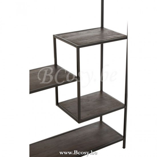 J Line Jline Rack Fien 10 Planks Mango Wood Iron Dark Brown Black cupboard racks
