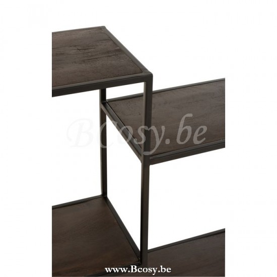 J Line Jline Regal Fien 10 Bretter Mangobaum Eisen Dunkel Braun Schwarz regale bretter gestelle