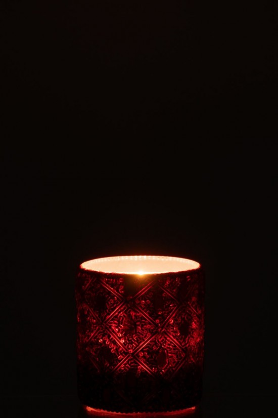 J Line photophores Jolipa Photophore Verre Perles Marron Foncé Rouille Large.