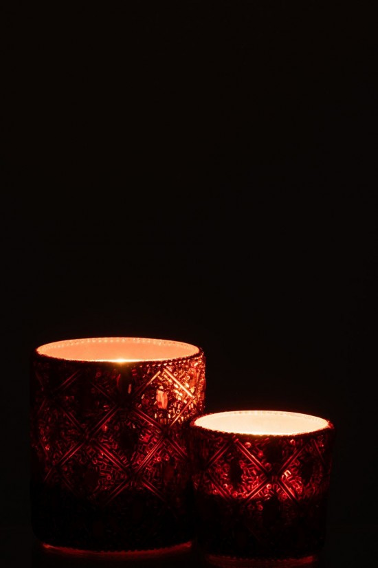 Jline Windlicht Glas Perlen Dunkelbraun Rostbraun Large t lichthalter teelichtleuchter teelichte.