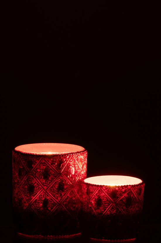 Jline Windlicht Glas Perlen Weihnachtsrot Large t lichthalter teelichtleuchter teelichte.