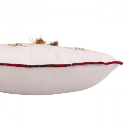 J Line coussins Jolipa Coussin Chaussettes De Noël Coton Blanc Rouge Noël.