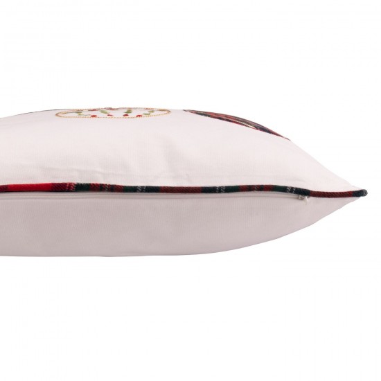 J Line coussins Jolipa Coussin Boules De Noël Coton Blanc Rouge Noël.