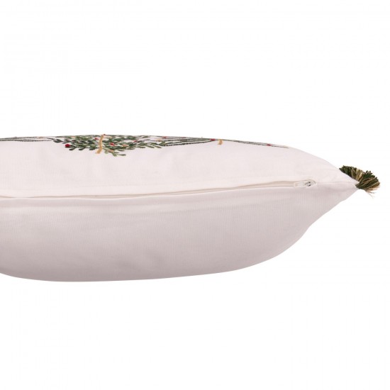 J Line coussins Jolipa Coussin Sapin De Noël Coton Blanc Vert Foncé.
