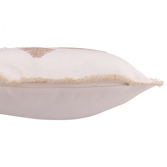 J Line coussins Jolipa Coussin Flocon De Neige Coton Blanc Beige.