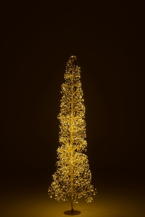 J Line arbres sapins de noel sur pied Jolipa Arbre Led Lumières Blanc Chaud Fer Doré Large.