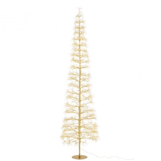 J Line Boom Led Warm Witte Lichten Ijzer Goudkleurig Extra Large L65xB65xH240 cm kerstbomen JO56528.