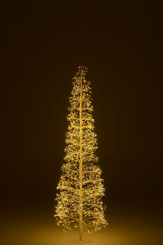 J Line arbres sapins de noel sur pied Jolipa Arbre Led Lumières Blanc Chaud Fer Blanc Large.