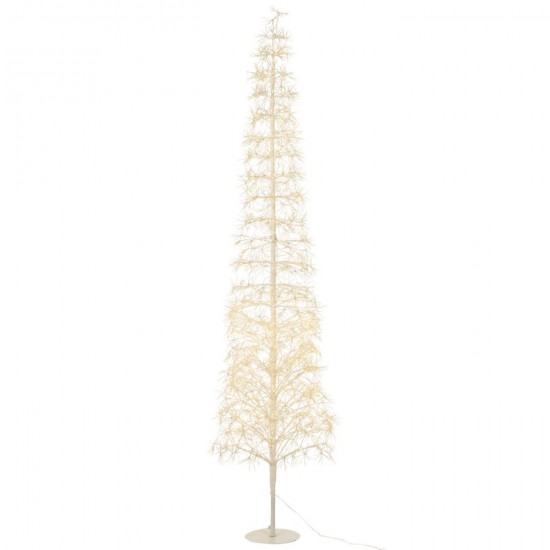 J Line Boom Led Warm Witte Lichten Ijzer Wit Extra Large L65xB65xH240 cm kerstbomen JO56532.