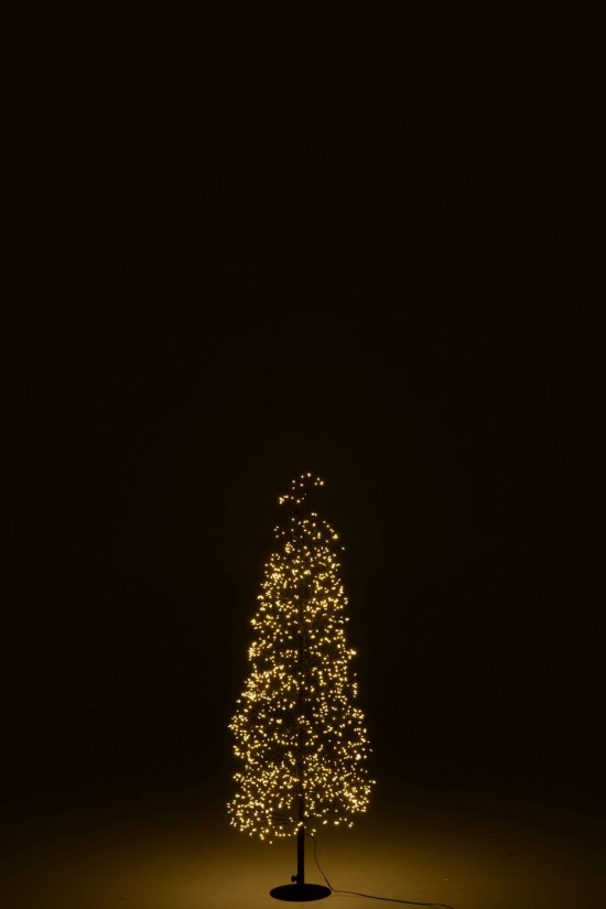 J Line arbres sapins de noel sur pied Jolipa Arbre Led Lumières Blanc Chaud Fer Noir Medium.