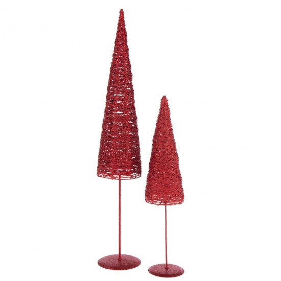 J Line arbres sapins de noel sur pied Jolipa Sapin De Noël Sur Base Métal Papier Rouge Noël Large.