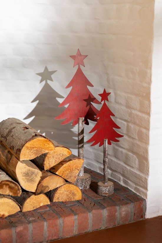 J Line Albero Di Natale Stella Ferro Legno Di Paulownia Rosso Natale Large Árbol De Navidad Estrella Plancha Madera De Paulown.