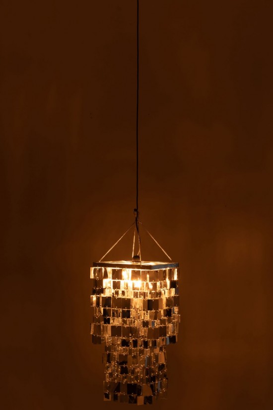 J Line lampes suspendues suspensions pendantes Jolipa Abat Jour Chandelier Carré Pvc Argenté Small.