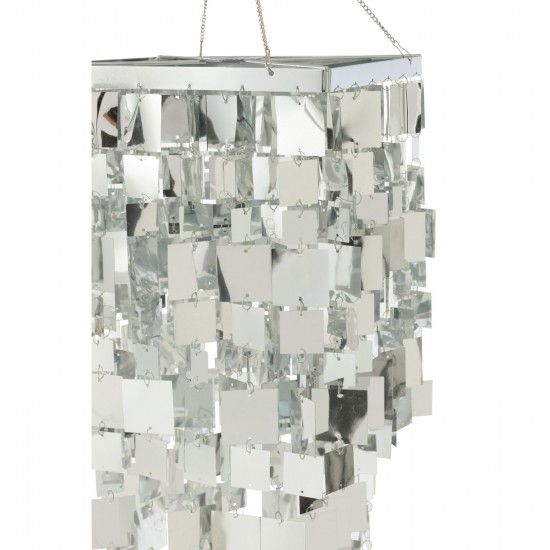 Jline Lampenkap Kandelaar Vierkant Pvc Zilverkleurig Small.