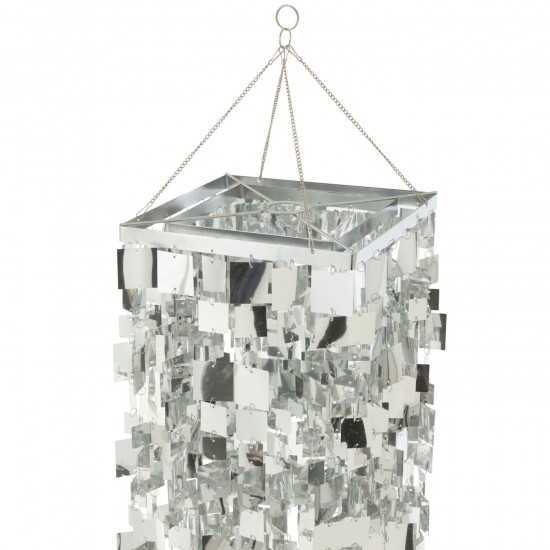 J Line Lamp Shade Chandelier Square Pvc Silver Colored Medium Suspensions pendant lights Suspended Overhead Lights Lamps.
