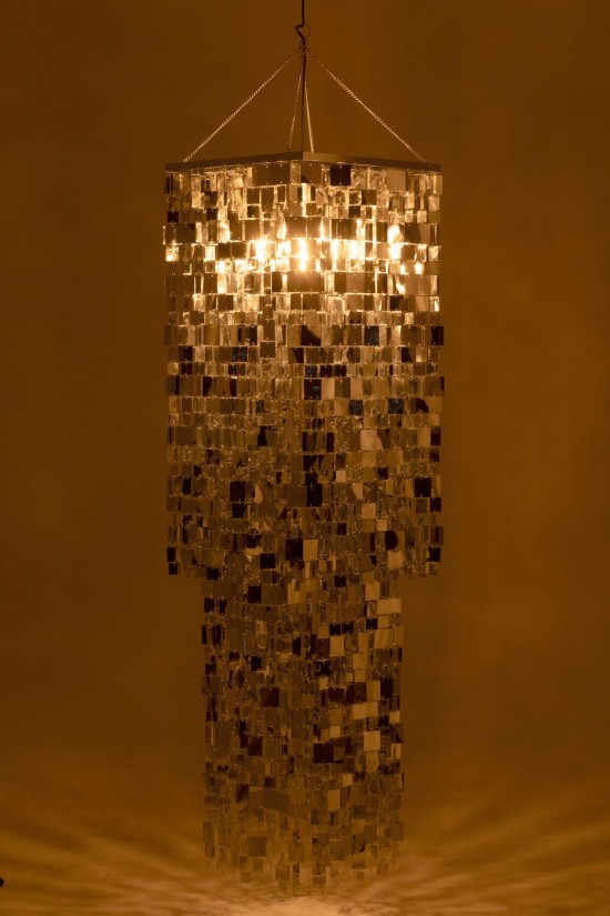 J Line lampes suspendues suspensions pendantes Jolipa Abat Jour Chandelier Carré Pvc Argenté Large.