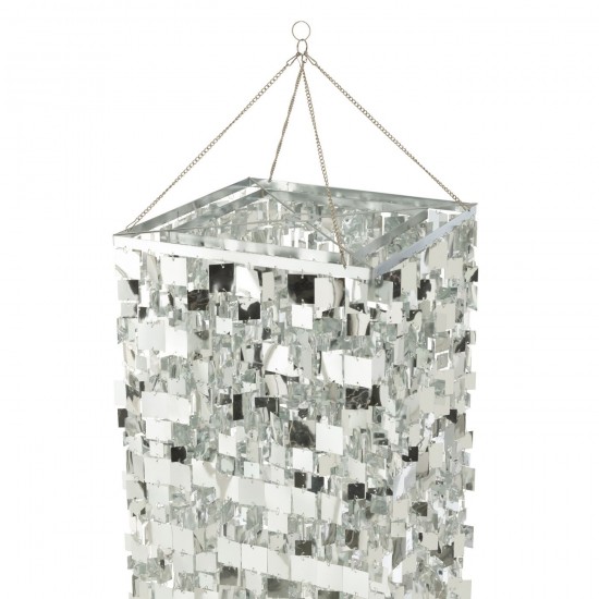 J Line Lamp Shade Chandelier Square Pvc Silver Colored Large Suspensions pendant lights Suspended Overhead Lights Lamps.