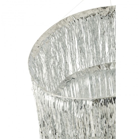 J Line lampes suspendues suspensions pendantes Jolipa Abat Jour Chandelier Franges Vinyle Argenté Small.