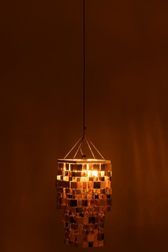 J Line lampes suspendues suspensions pendantes Jolipa Abat Jour Chandelier Carré Pvc Doré Small.