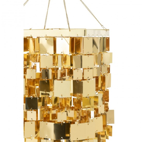 Jline Lampenkap Kandelaar Vierkant Pvc Goudkleurig Small.