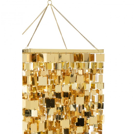 Jline Lampenkap Kandelaar Vierkant Pvc Goudkleurig Large.