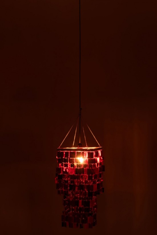 J Line lampes suspendues suspensions pendantes Jolipa Abat Jour Chandelier Carré Pvc Rouge Small.