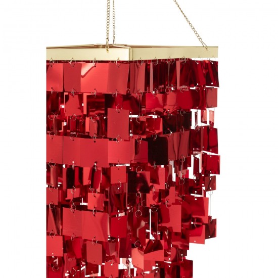 Jline Lampenkap Kandelaar Vierkant Pvc Rood Small.