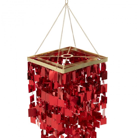J Line Lamp Shade Chandelier Square Pvc Red Small Suspensions pendant lights Suspended Overhead Lights Lamps.